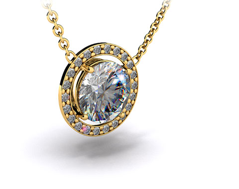 18k Yellow Gold Pave Set Frame Pendant Setting